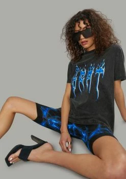 Poster Grl Catching Flames Graphic Tee And Shorts Set Jumpsuits & Rompers