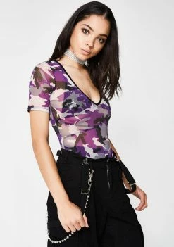 Poster Grl Never Hiding Camo Bodysuit Tops
