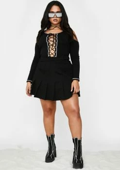 Poster Grl Plus Burn Book Pleated Skirt Bottoms