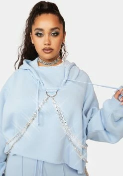 Poster Grl Pullover Hoodie Plus Cool Icy N' Dangerous Rhinestone Chain Hoodie