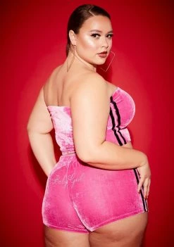 Poster Grl Plus Love Cherry Chapstick Velour Shorts Set Jumpsuits & Rompers