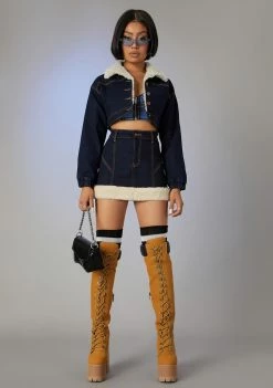 Poster Grl Attention Seeker Denim Puffer Jacket