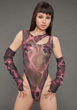Poster Grl Tops Diva DNA Mesh Bodysuit And Gloves Set