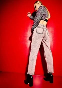 Poster Grl Bottoms Past Curfew Acid Wash Paneled Trousers