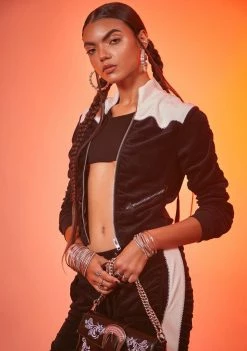 Poster Grl Vintage Taste Velour Track Jacket Outerwear