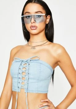 Poster Grl Verified Fatal Lace Up Bandeau Tops