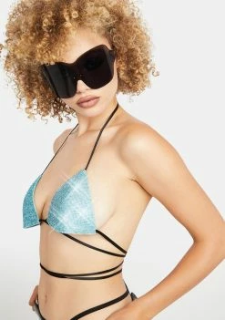 Poster Grl Aqua Drip Disorder Rhinestone Bra Bra Tops