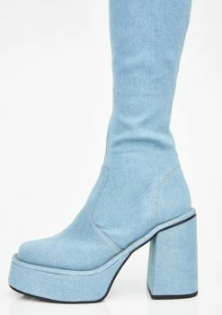 Poster Grl Boots & Booties Put In Werk Denim Thigh Highs