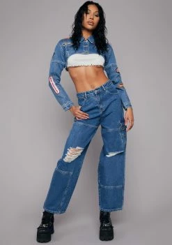 Poster Grl Outerwear Earn My Stripes Denim Jacket