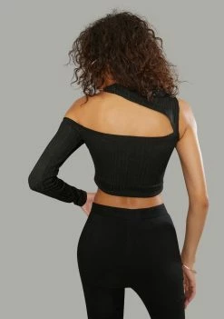 Poster Grl Answer Your Call Asymmetric Top Off The Shoulder Crop Top