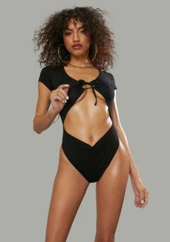 Poster Grl Tops Fierce Interaction Tie Front Bodysuit
