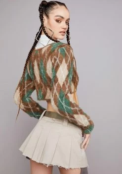 Poster Grl Khaki Viral Attitude Pleated Mini Skirt Pleated Skirt