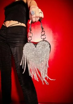 Poster Grl Bags & Wallets Night Mine All Mine Rhinestone Heart Mini Purse