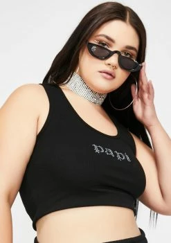 Poster Grl Always Call Me Papi Rhinestone Tank