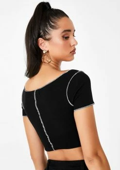 Poster Grl Midnight Brat Pack Lace Up Tee Lace-Up Crop Top