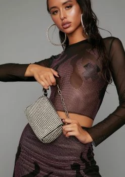 Poster Grl Satchel Purses Can't Afford Me Rhinestone Handbag
