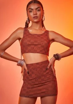 Poster Grl Luxury Vibes Checker Mini Skirt Set Jumpsuits & Rompers