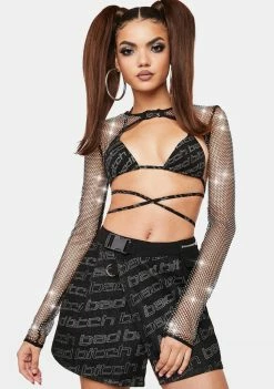 Poster Grl Tops Keep It Icy Rhinestone Shrug