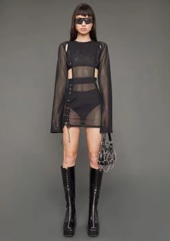 Poster Grl Ruthless Heart Mesh Lace-Up Dress Dresses