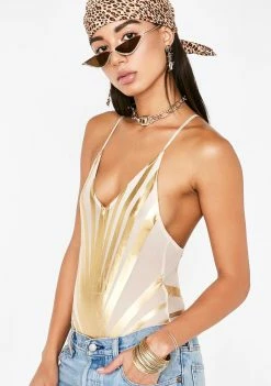 Poster Grl Tops Gilded Starburst Mesh Bodysuit