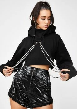 Poster Grl Icy N' Dangerous Rhinestone Chain Hoodie Tops