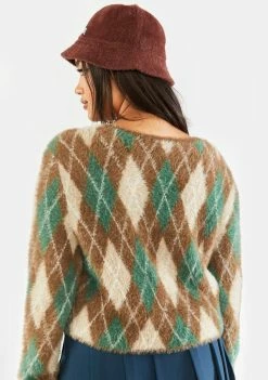 Poster Grl Tops Plus Lifetime Of Knowledge Argyle Sweater