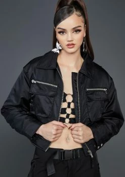 Poster Grl Cropped Jacket Dark Discovery Coach Jacket