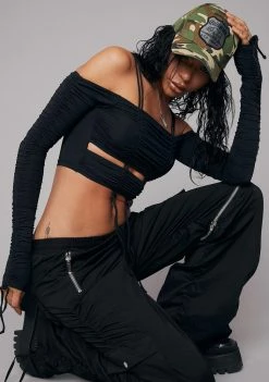 Poster Grl Undercover Lovers Off Shoulder Top Long Sleeve Crop Top