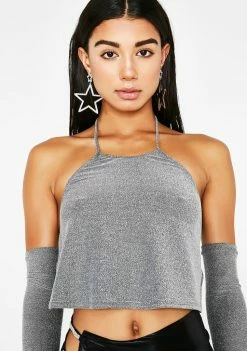 Poster Grl Tops Sliver Stunner Halter Top