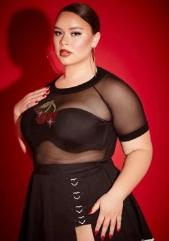 Poster Grl Plus With The Pits Cherry Rhinestone Top Tops