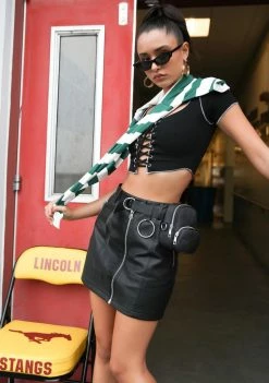 Poster Grl Midnight Brat Pack Lace Up Tee Lace-Up Crop Top