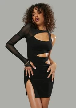 Poster Grl Secret Missions Sheer One-Sleeve Dress