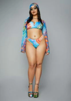 Poster Grl Swim Plus Trippy Charmer 4-Piece Bikini Set