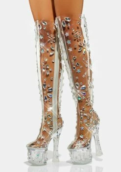 Poster Grl Snowflake Princess Clear Platform Boots Platforms