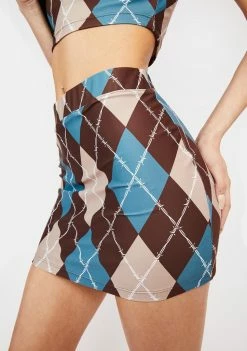 Poster Grl Beware Of Baddie Argyle Mini Skirt Bottoms
