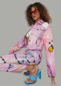 Poster Grl Outerwear Twisted Rhythm Patched Tie Dye Jacket