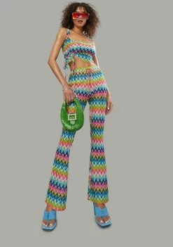 Poster Grl Wavy Thoughts Stitch Knit Flare Pants Bottoms