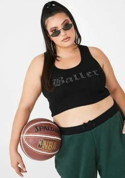 Poster Grl Tops Verified Baller Alerttt Rhinestone Tank