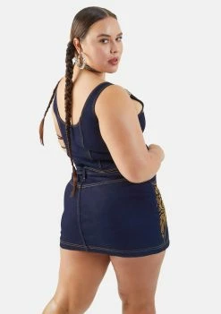 Poster Grl Plus Cowgirl Ride Denim Skirt Bottoms