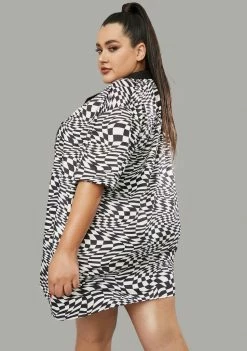 Poster Grl Tops Plus Warped Realm Checkered Button Up Shirt