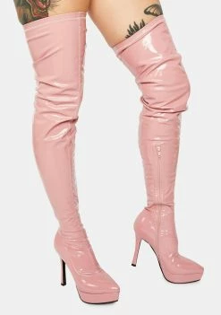 Poster Grl Boots & Booties Money Making Moves Pink Thigh High Boots