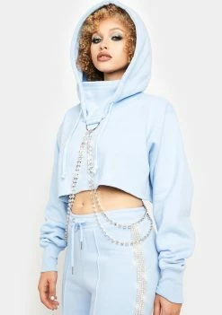 Poster Grl Cool Icy N' Dangerous Rhinestone Chain Hoodie Tops