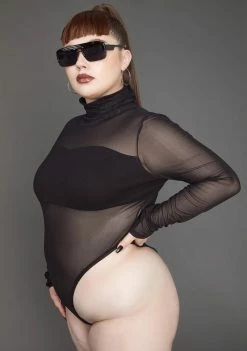 Poster Grl Tops Can't Figure Me Out Mesh Bodysuit