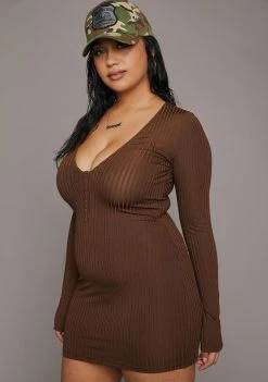 Poster Grl Plus She Caught Me Ribbed Dress