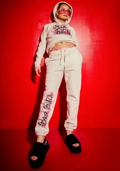Poster Grl Bottoms Bad Bish Vibe Airbrushed Fleece Joggers