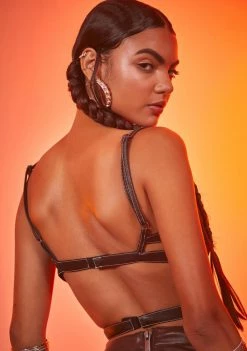 Poster Grl Outlaws Only Vegan Leather Cutout Bra Top
