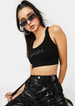 Poster Grl Tops Call Me Papi Rhinestone Tank