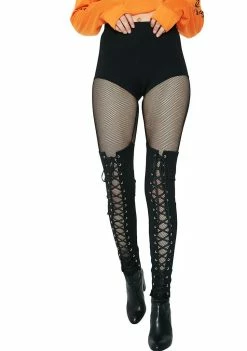 Poster Grl Bottoms All About It Fishnet Corset Leggings