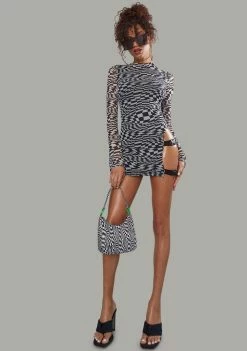 Poster Grl Dresses Warped Realm Checkered Mesh Mini Dress