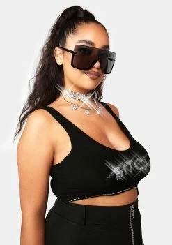 Poster Grl Tops Plus Icy Babe Rhinestone Tank Top
